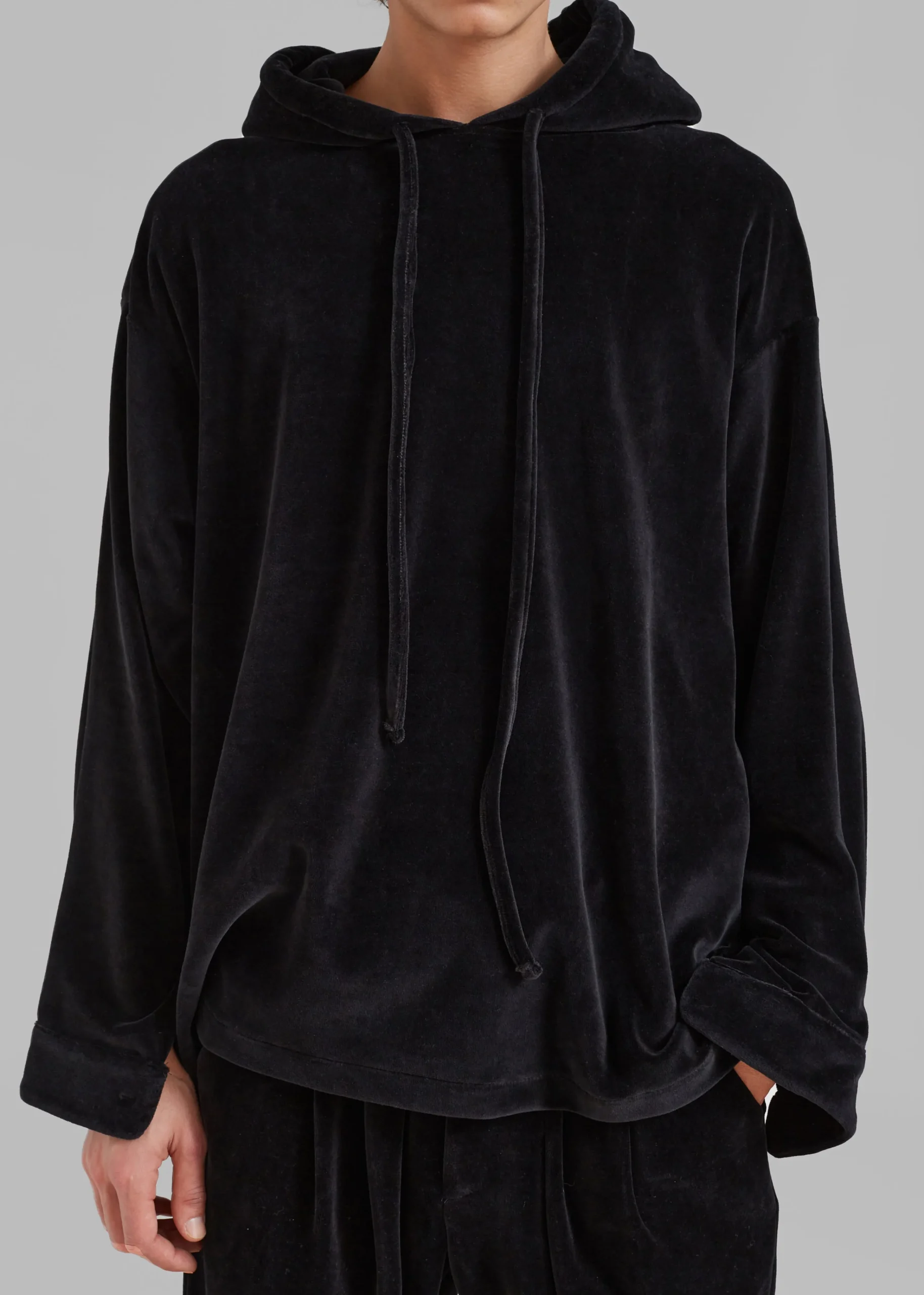 The Frankie Shop Pierre Velvet Hoodie Black Best