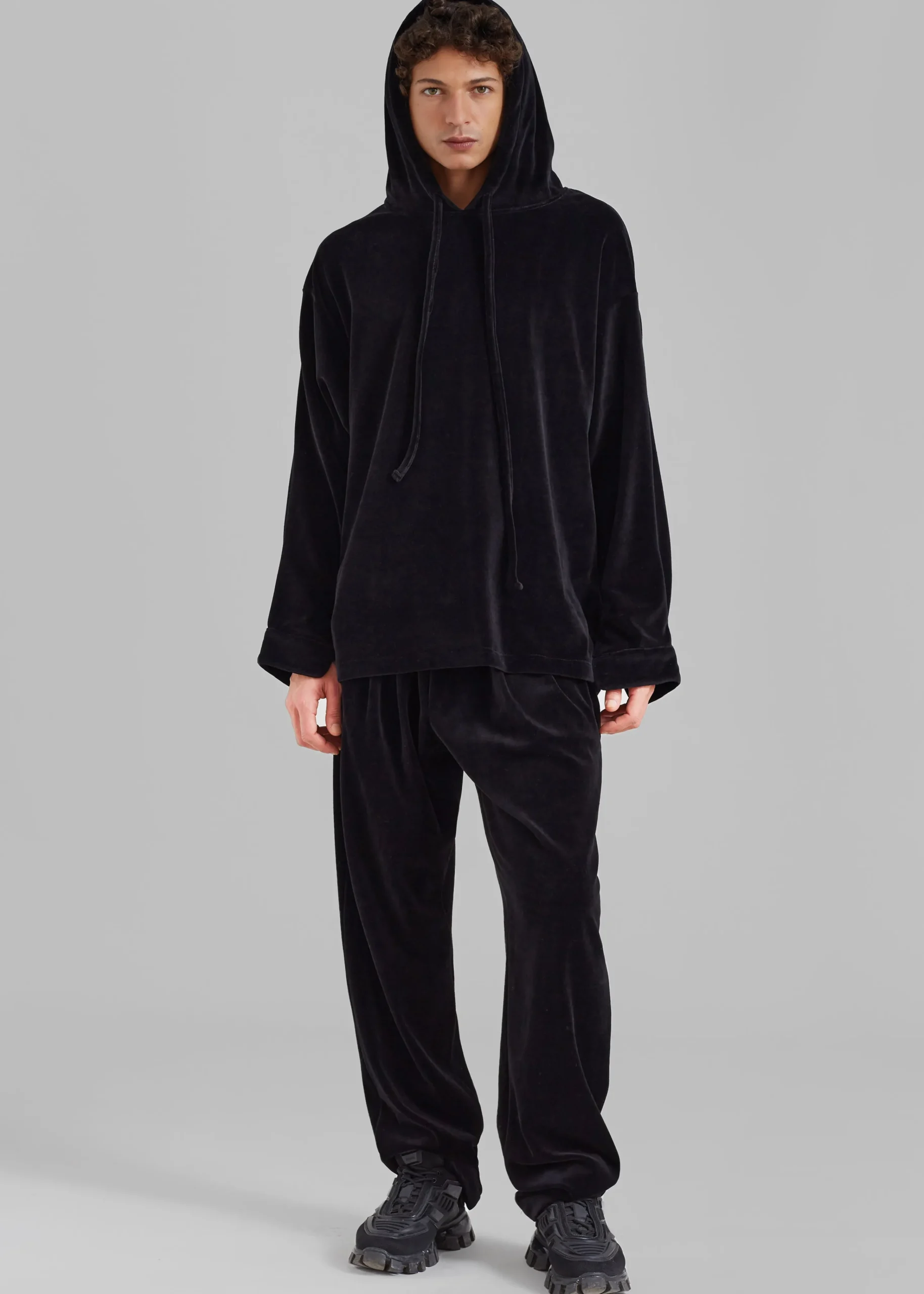 The Frankie Shop Pierre Velvet Hoodie Black Best
