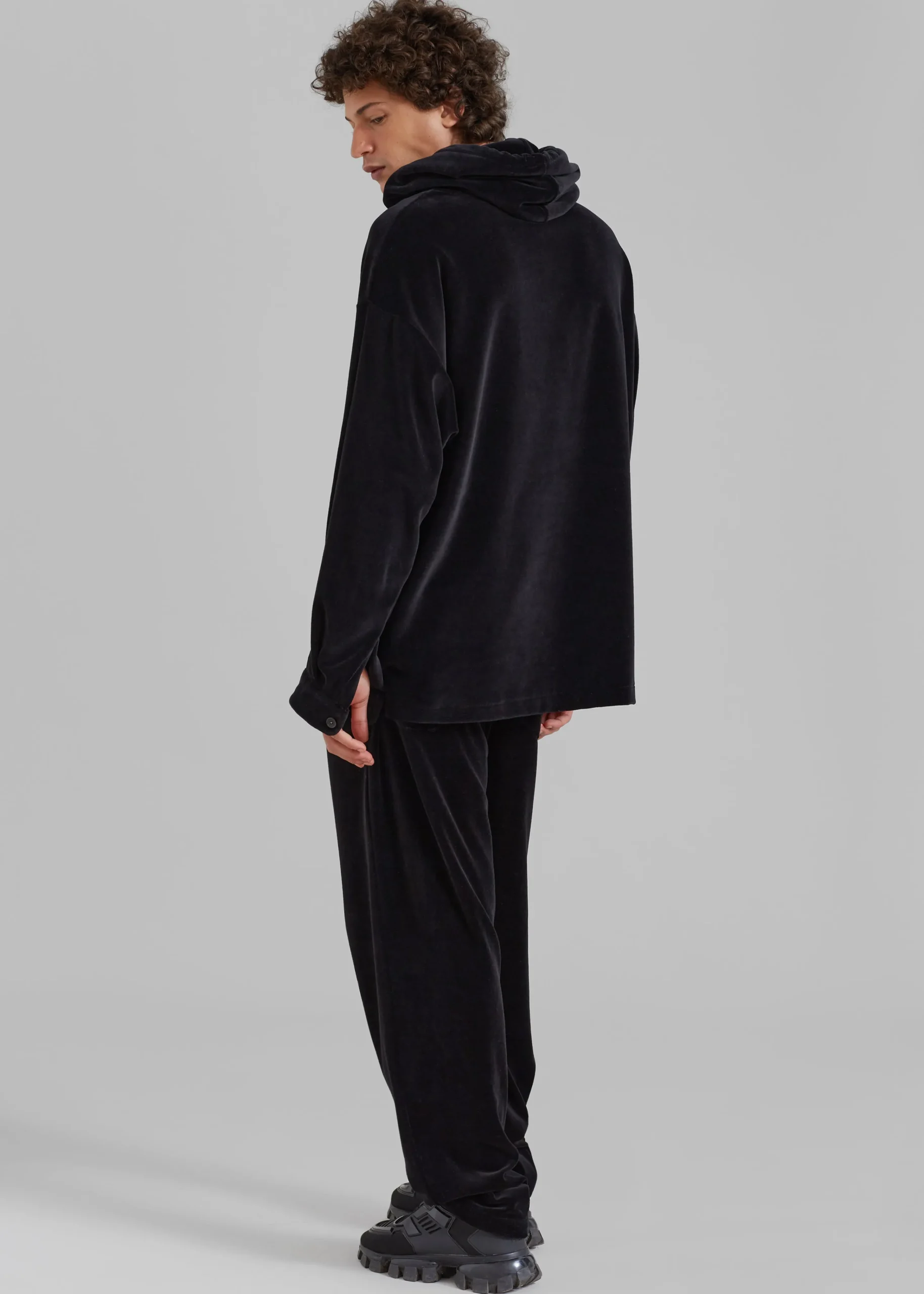 The Frankie Shop Pierre Velvet Hoodie Black Best