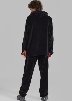 The Frankie Shop Pierre Velvet Hoodie Black Best
