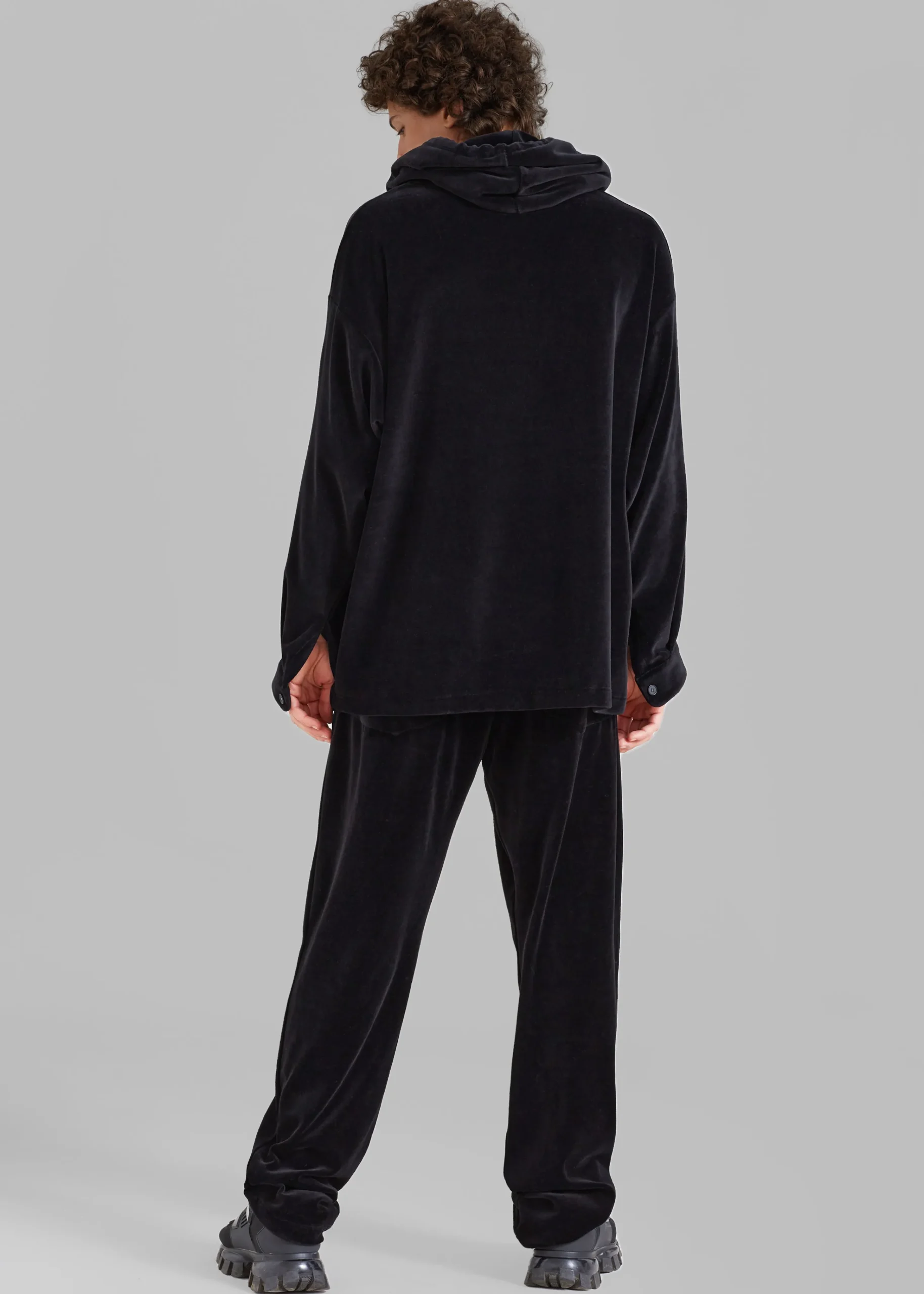 The Frankie Shop Pierre Velvet Hoodie Black Best