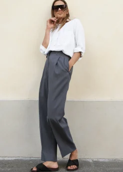The Frankie Shop Pleated Suit Trousers Graphite New