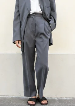 The Frankie Shop Pleated Suit Trousers Graphite New
