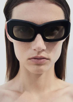 The Frankie Shop Port Tanger Baraka Sunglasses Black Acetate Clearance