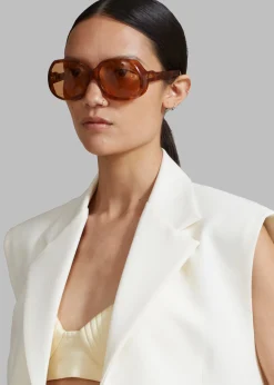 The Frankie Shop Port Tanger Yamina Sunglasses Oliban Acetate Amber Lens
