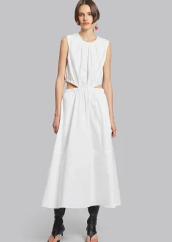 The Frankie Shop Proenza Schouler White Label Poplin Cutout Midi Dress Off White Sale