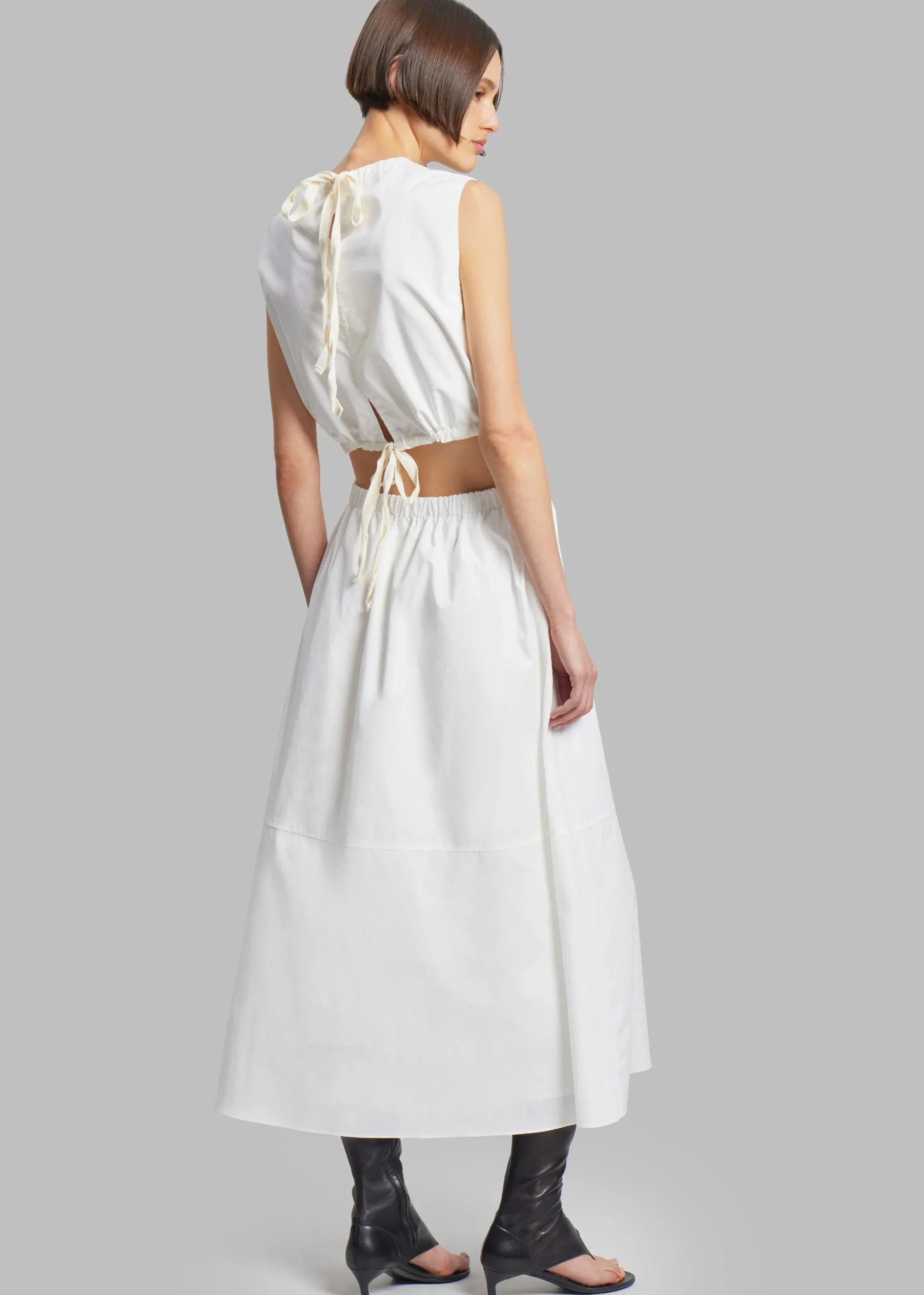 The Frankie Shop Proenza Schouler White Label Poplin Cutout Midi Dress Off White Sale