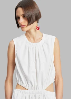 The Frankie Shop Proenza Schouler White Label Poplin Cutout Midi Dress Off White Sale