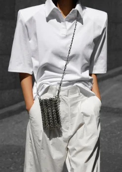 The Frankie Shop Rane Padded Shoulder Polo White Hot