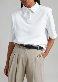 The Frankie Shop Rane Padded Shoulder Polo White Hot