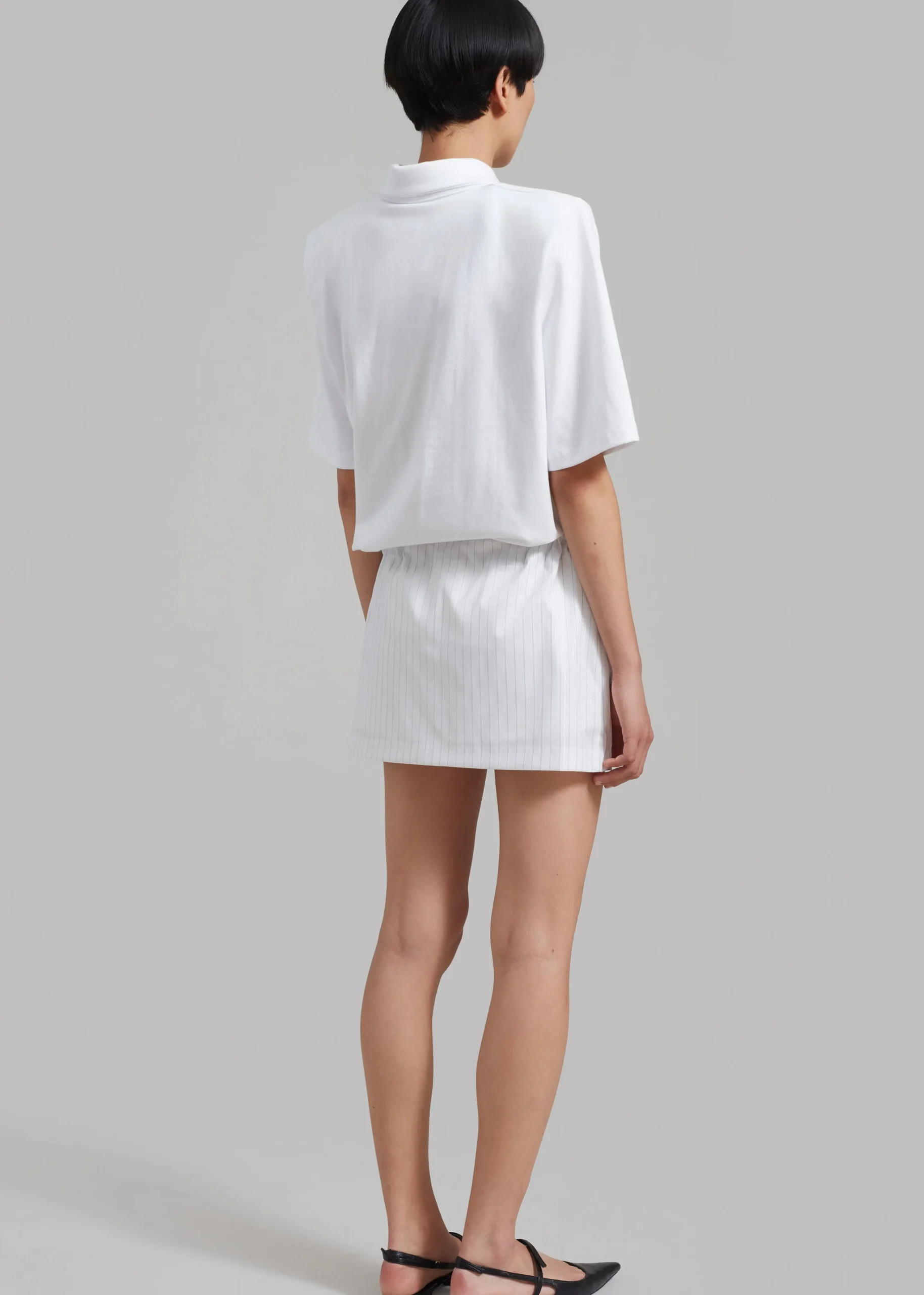 The Frankie Shop Rane Padded Shoulder Polo White Hot