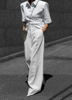 The Frankie Shop Rane Padded Shoulder Polo White Hot