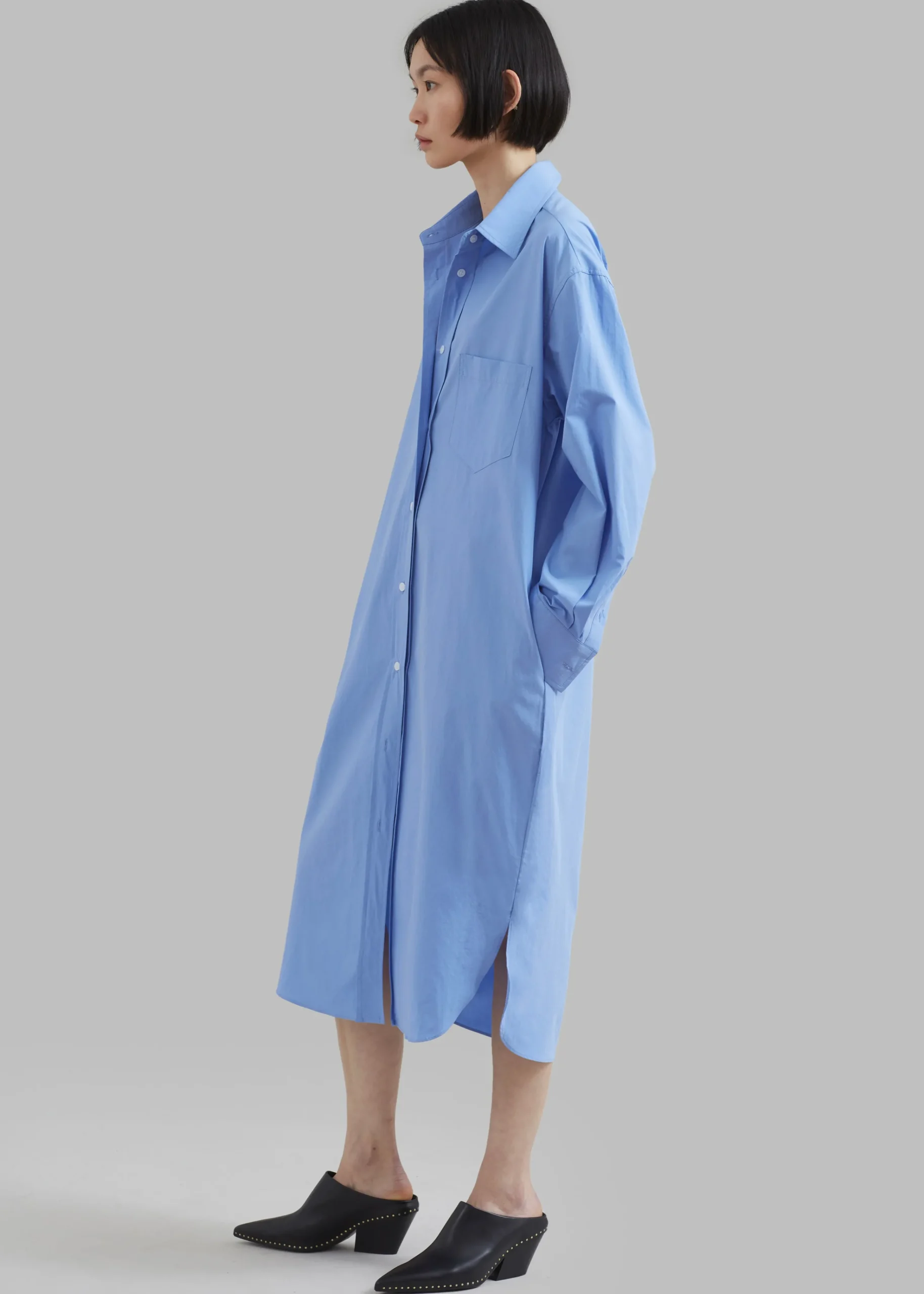 The Frankie Shop Raven Pocket Shirt Dress Sky Sale