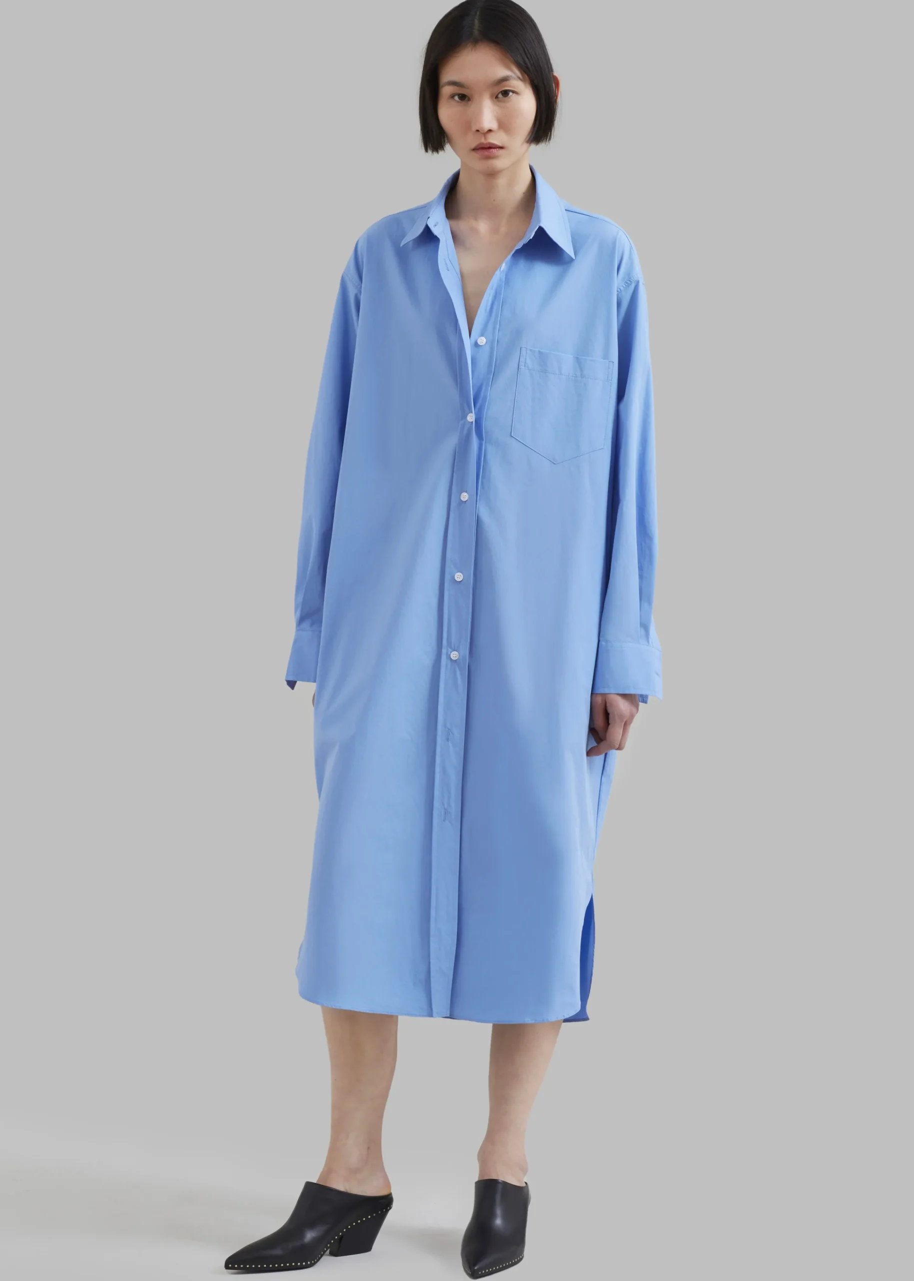 The Frankie Shop Raven Pocket Shirt Dress Sky Sale
