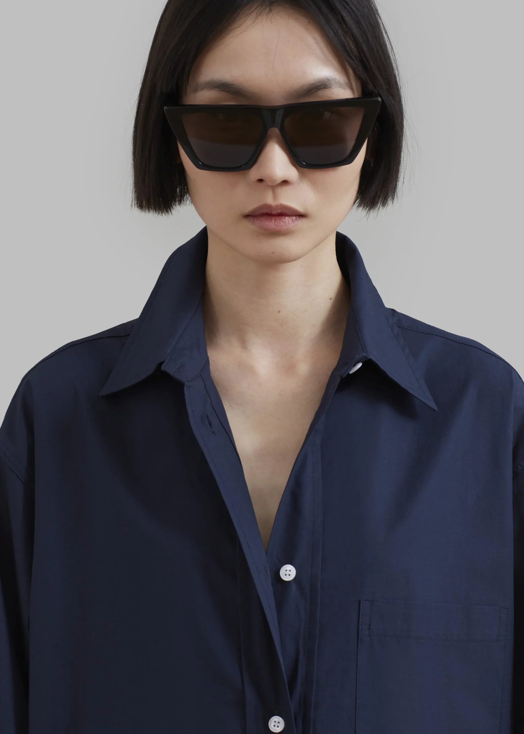 The Frankie Shop Raven Pocket Shirt Dress Navy Online