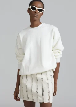 The Frankie Shop Remain Leather Crochet Mini Skirt Egret Online