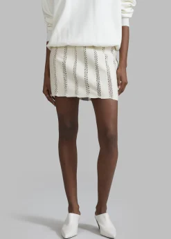 The Frankie Shop Remain Leather Crochet Mini Skirt Egret Online