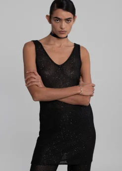 The Frankie Shop Remain Sequin Knit Straight Top Black Outlet