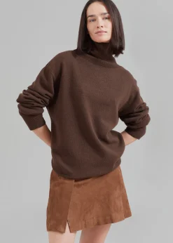 The Frankie Shop Remain Suede Slit Skirt Emperador New