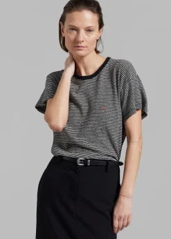 The Frankie Shop Rika Studios Laurent Tee Black/Ecru Stripe