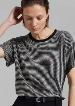 The Frankie Shop Rika Studios Laurent Tee Black/Ecru Stripe