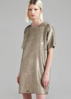 The Frankie Shop Riley Sequins Tee Mini Dress Bronze Best