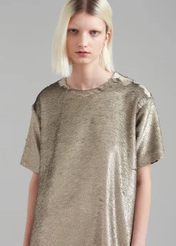 The Frankie Shop Riley Sequins Tee Mini Dress Bronze Best