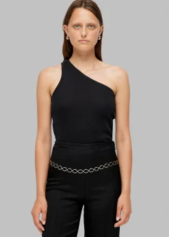 The Frankie Shop Rohe Asymmetric Rib Top Noir Discount