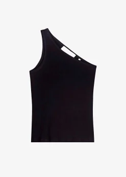 The Frankie Shop Rohe Asymmetric Rib Top Noir Discount