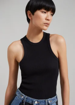 The Frankie Shop Rohe Cotton Rib Tank Top Noir Outlet
