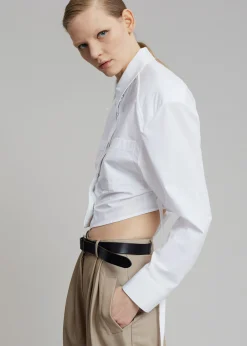 The Frankie Shop Romi Shoulder Padded Shirt White Clearance