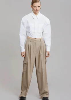 The Frankie Shop Romi Shoulder Padded Shirt White Clearance