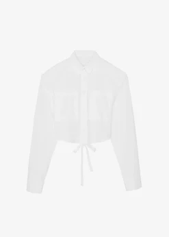 The Frankie Shop Romi Shoulder Padded Shirt White Clearance