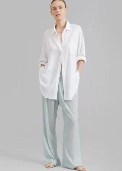 The Frankie Shop Rotate Transparent Sequin Low Waist Pants Light Blue Sale