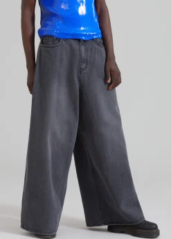 The Frankie Shop Sasha Men Wide Leg Jeans Dark Grey Outlet