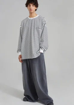 The Frankie Shop Sasha Men Wide Leg Jeans Dark Grey Outlet
