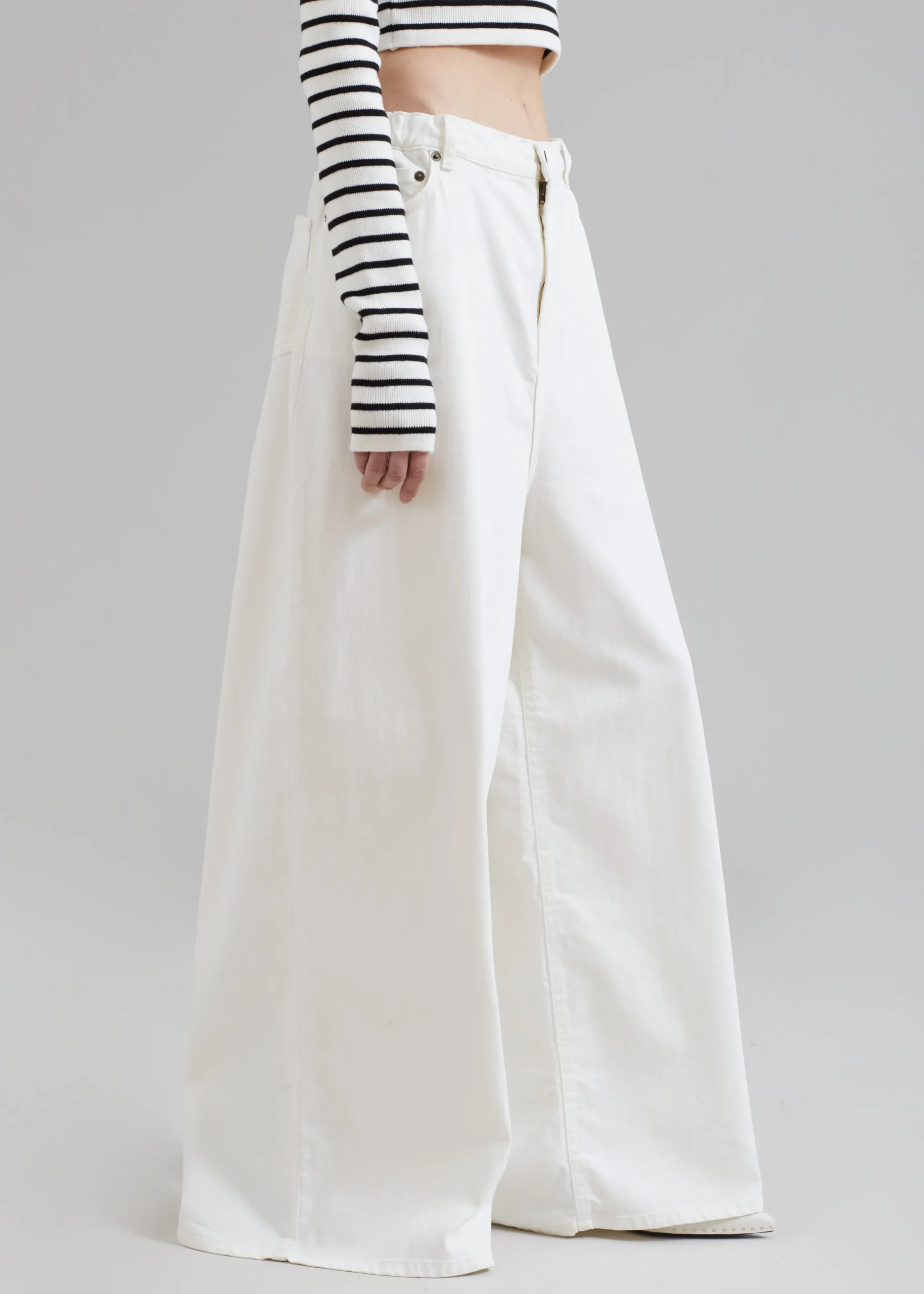 The Frankie Shop Sasha Wide Leg Jeans Off White Clearance