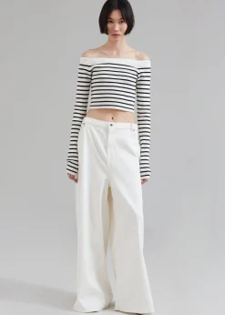 The Frankie Shop Sasha Wide Leg Jeans Off White Clearance