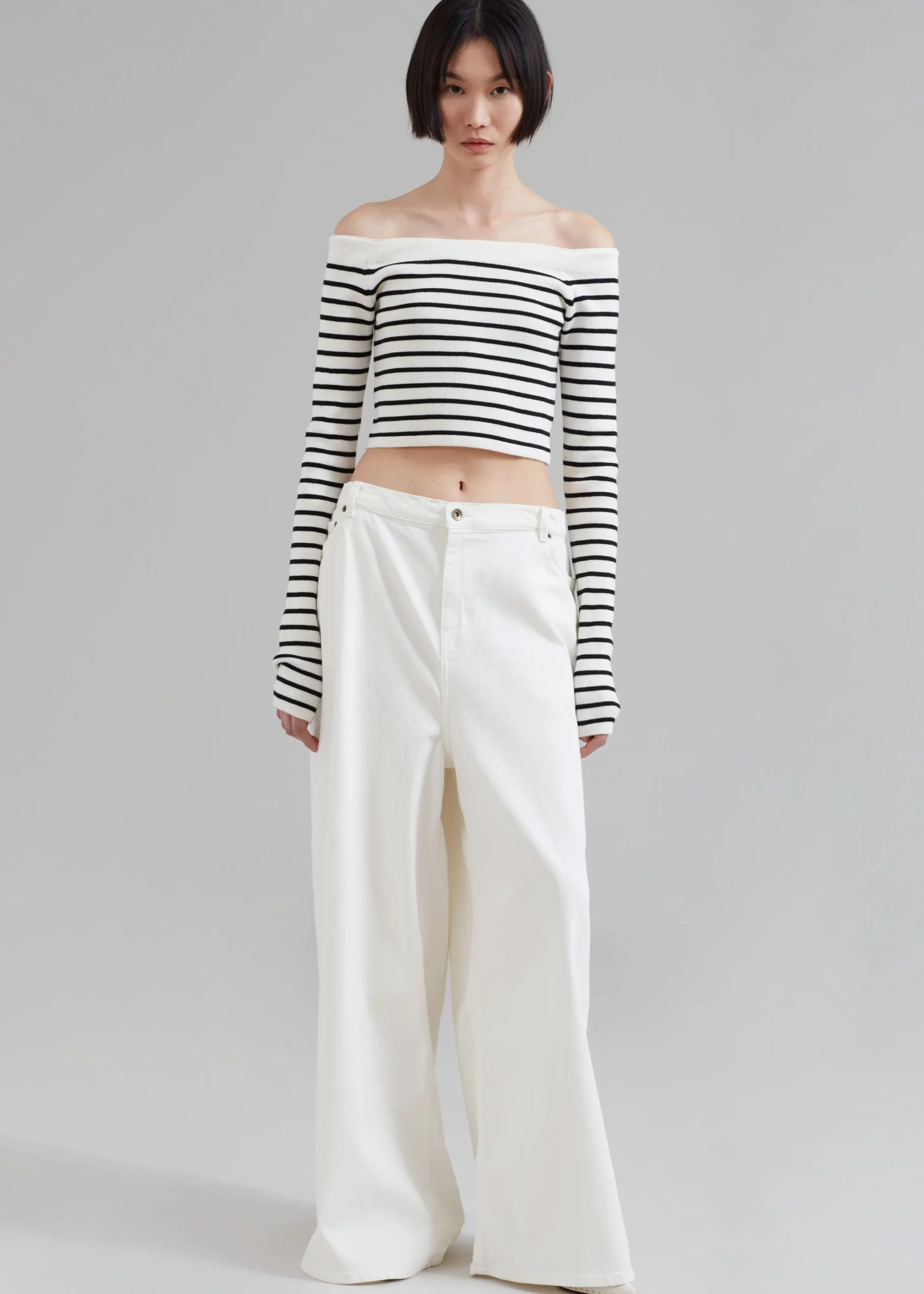 The Frankie Shop Sasha Wide Leg Jeans Off White Clearance