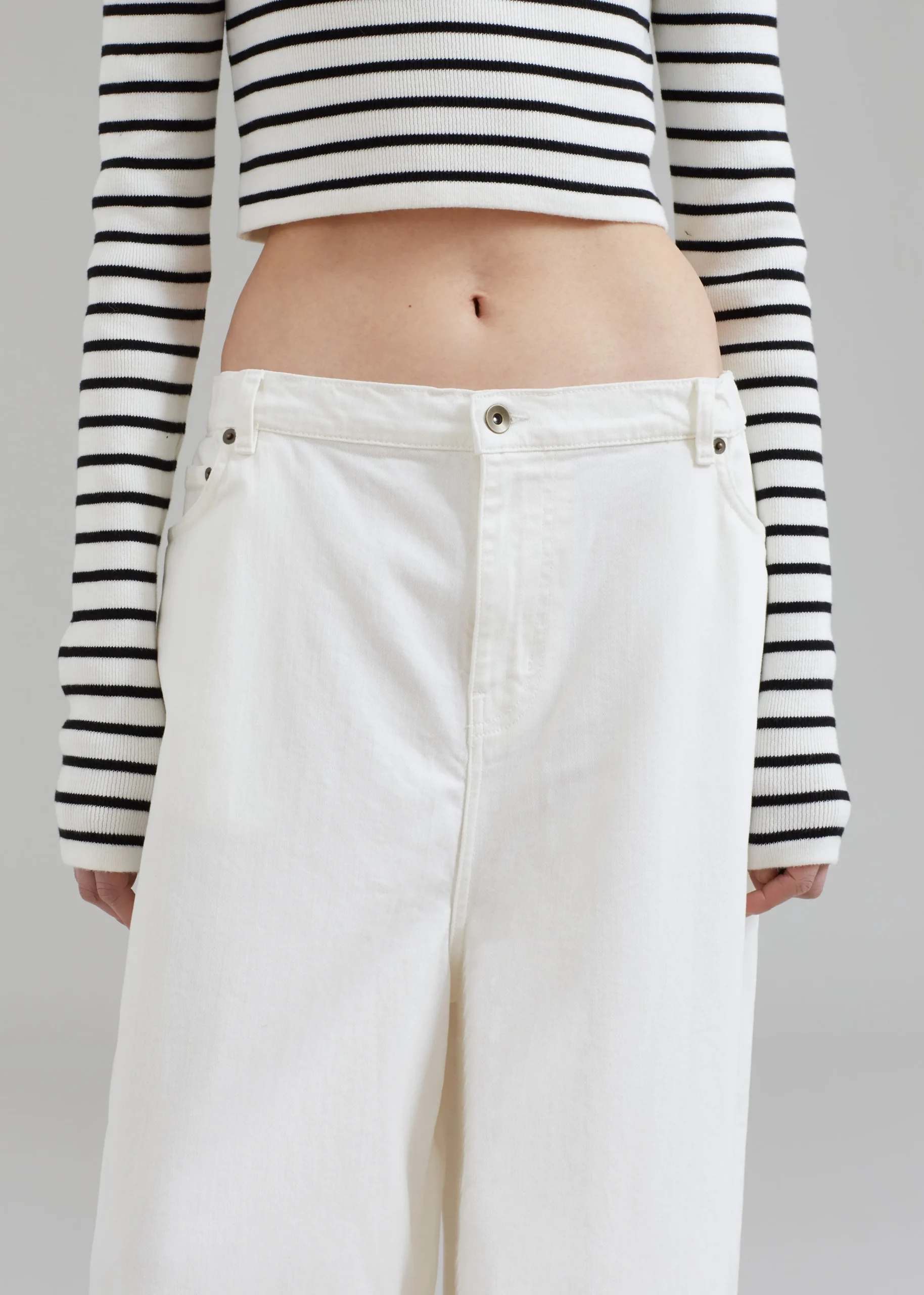The Frankie Shop Sasha Wide Leg Jeans Off White Clearance
