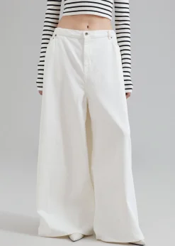 The Frankie Shop Sasha Wide Leg Jeans Off White Clearance