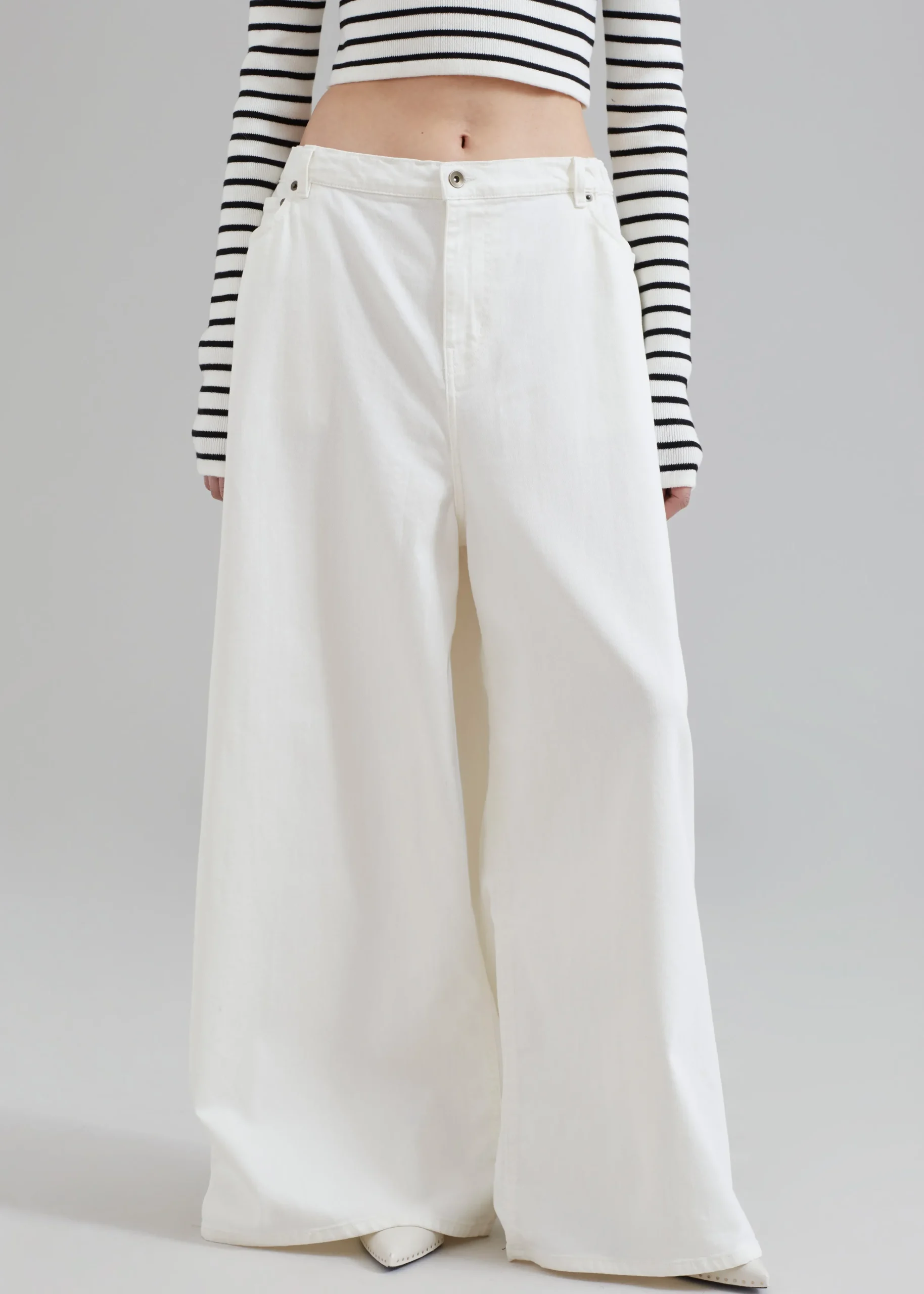 The Frankie Shop Sasha Wide Leg Jeans Off White Clearance
