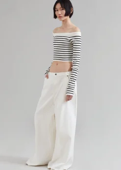 The Frankie Shop Sasha Wide Leg Jeans Off White Clearance