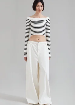 The Frankie Shop Sasha Wide Leg Jeans Off White Clearance