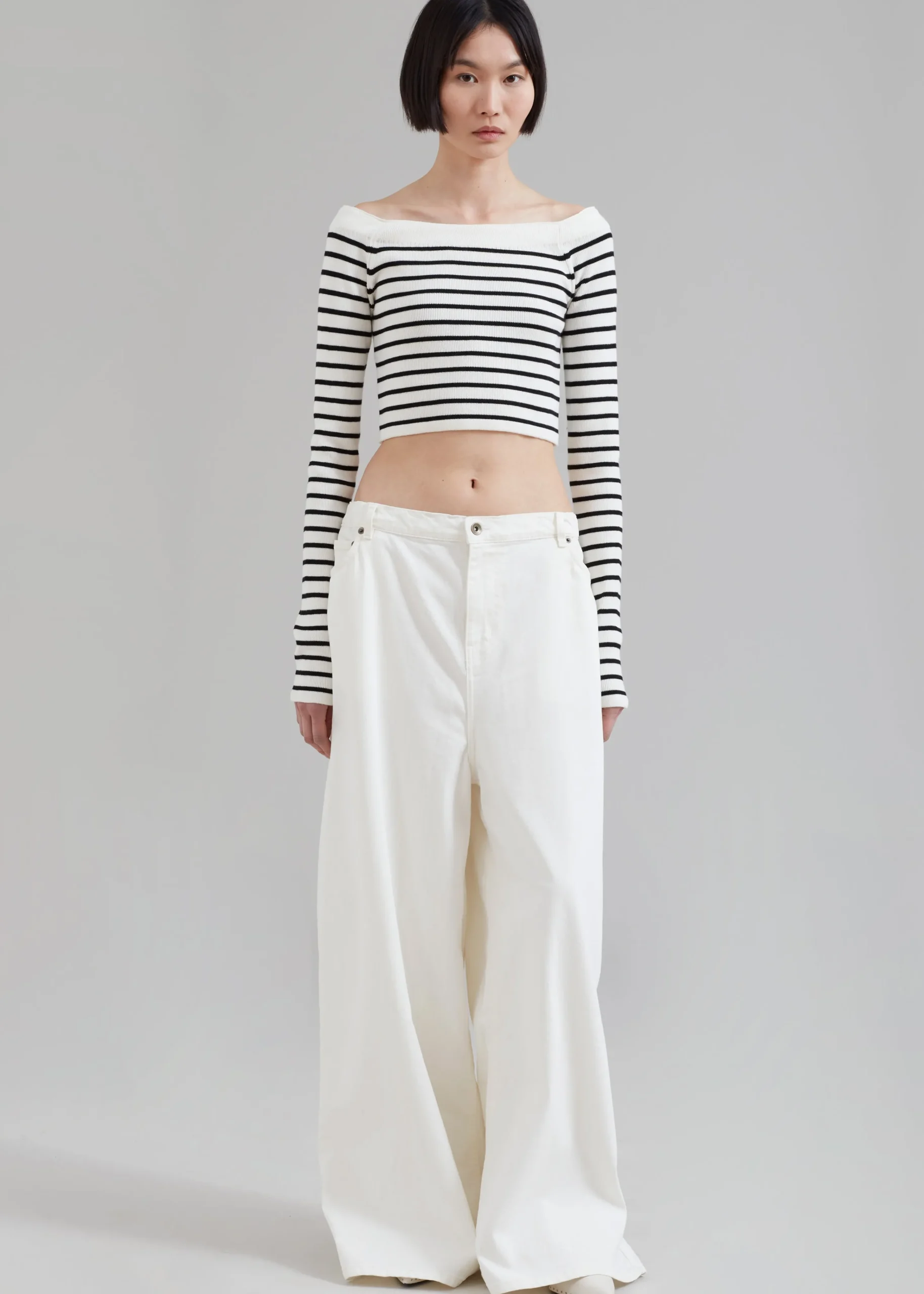 The Frankie Shop Sasha Wide Leg Jeans Off White Clearance