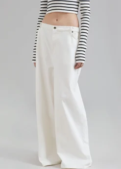 The Frankie Shop Sasha Wide Leg Jeans Off White Clearance