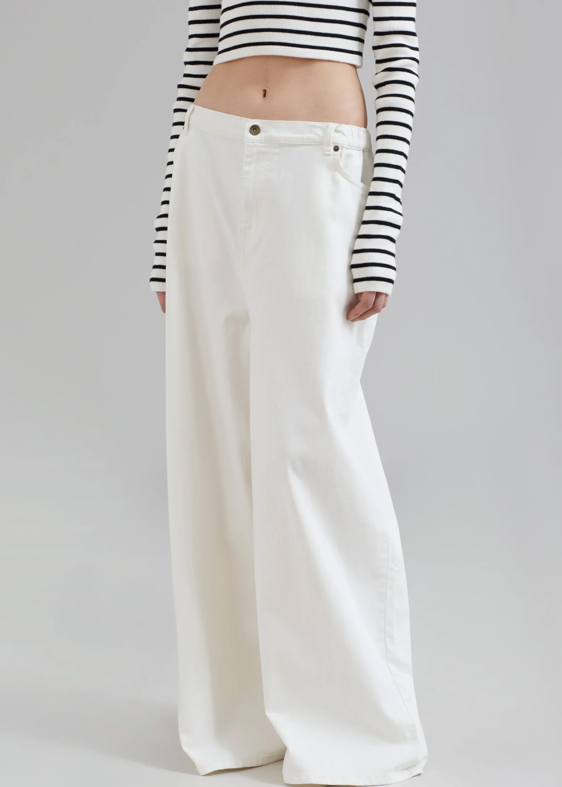 The Frankie Shop Sasha Wide Leg Jeans Off White Clearance