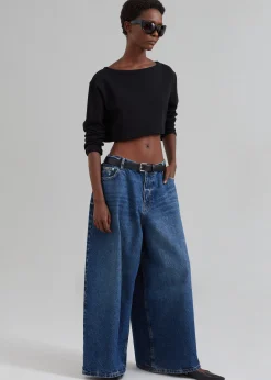 The Frankie Shop Sasha Wide Leg Jeans Dark Blue Outlet
