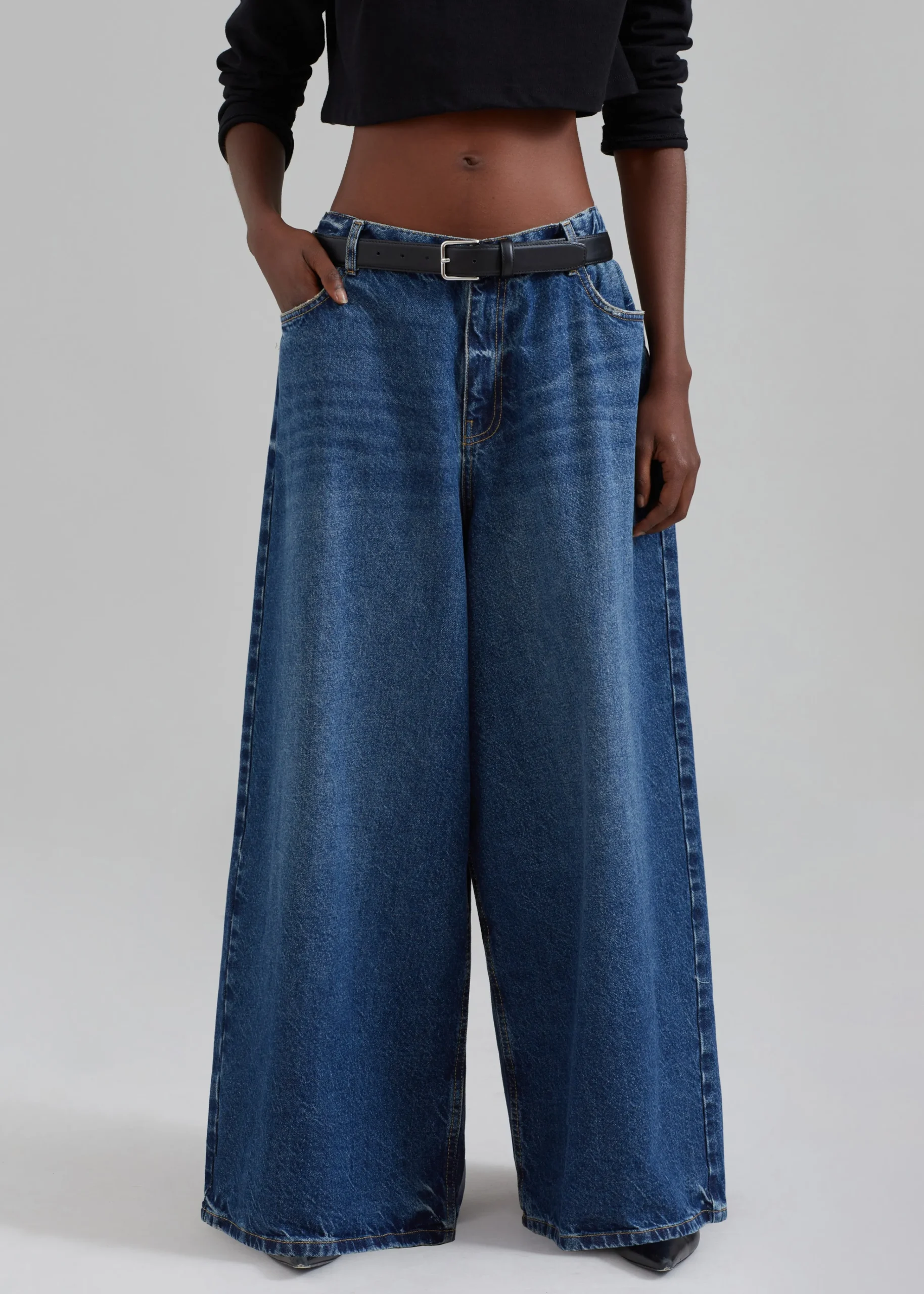 The Frankie Shop Sasha Wide Leg Jeans Dark Blue Outlet