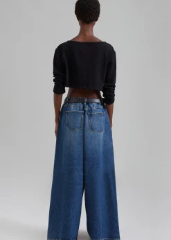 The Frankie Shop Sasha Wide Leg Jeans Dark Blue Outlet